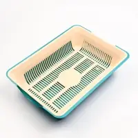 Лоток для кошек, 36&times;25&times;9 см, глубокий, с сеткой, пластик, бирюзовый, бежевый