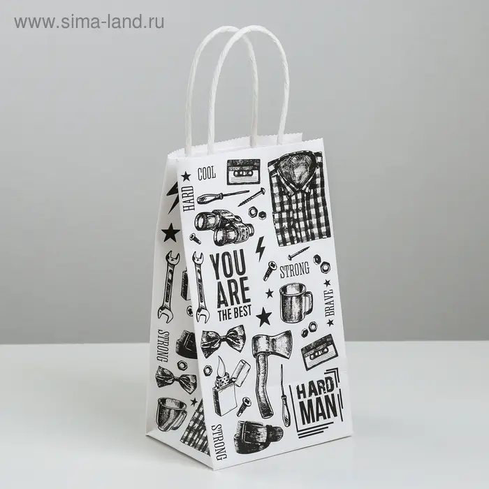 Пакет подарочный крафт, упаковка, «For real man», 12 х 21 х 9 см Пакет подарочный крафт, упаковка, «For real man», 12 х 21 х 9 см