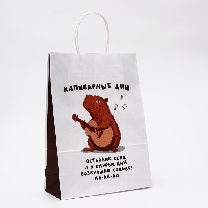 Пакет бумажный, Пакет бумажный, "Капибарные дни", 24 х 10,5 х 32 см 1 шт