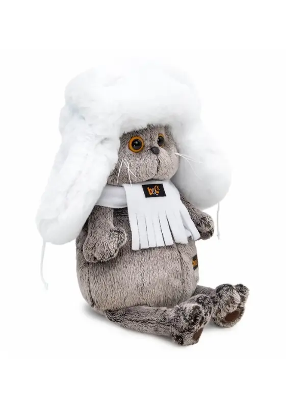 Мягкая игрушка Мягкая игрушка "Кот Басик в белой меховой шапке", 22 см Ks22-302