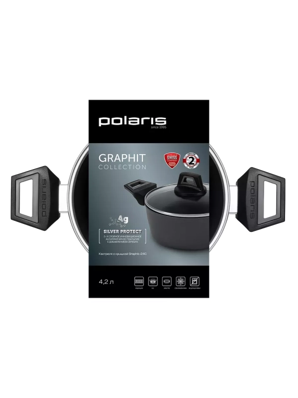 Кастрюля с крышкой 24 см Graphit-24C антипригарная 4,2 литра