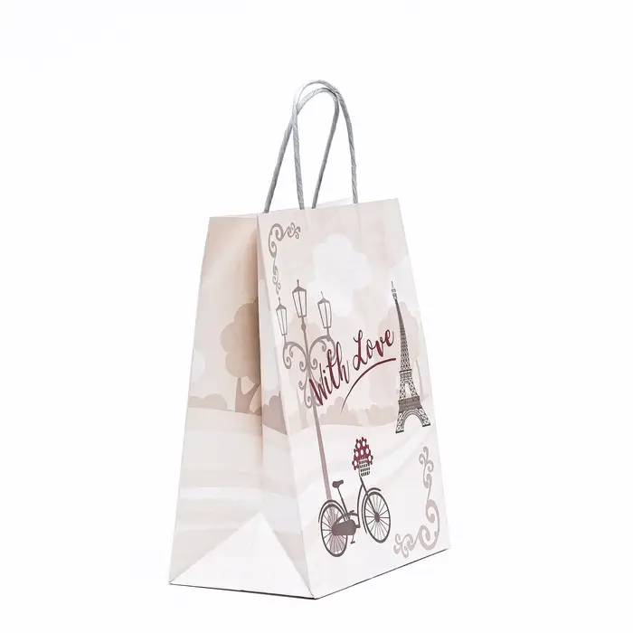 Пакет крафт подарочный «С любовью» 22×12×27 см Пакет крафт подарочный «С любовью» 22×12×27 см