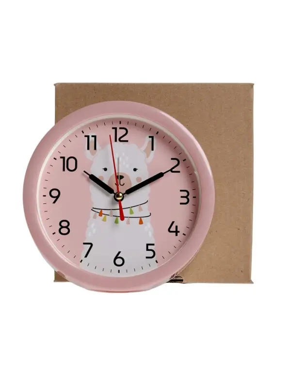 Будильник Будильник "Альпака", плавный ход, d=15см, розовый