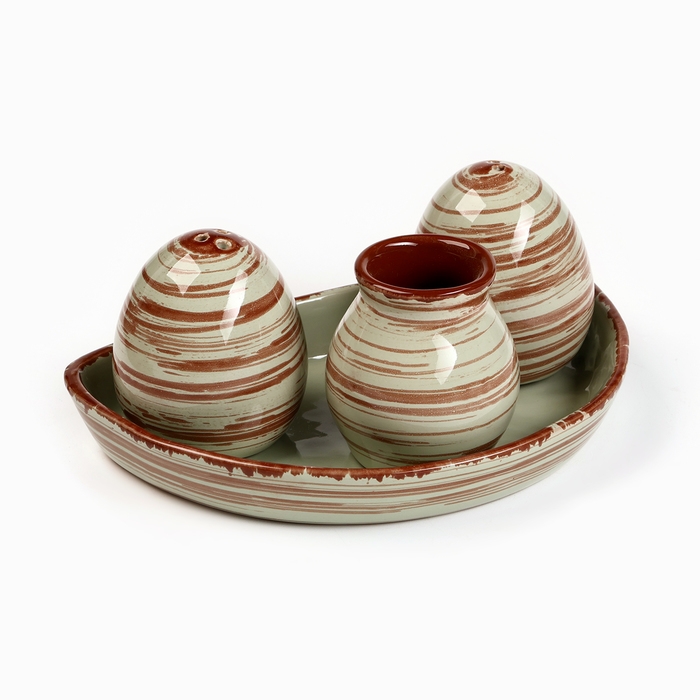 Набор для специй Набор для специй "Премиум Трио" солонка+перечница+подставка для зубочисток, мята