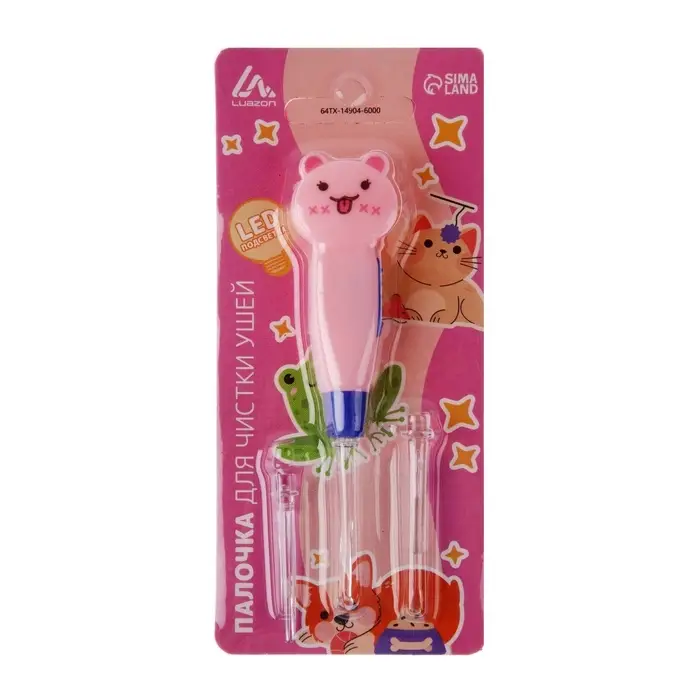 Палочка для чистки ушей LES-02, LED-подсветка, 3 насадки, от батареек, пёсик Палочка для чистки ушей LES-02, LED-подсветка, 3 насадки, от батареек, пёсик