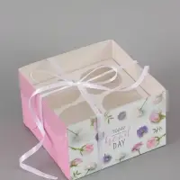 Коробка для капкейков, кондитерская упаковка, 4 ячейки &laquo;Today is a good day&raquo;, 16&times;16&times;10 см