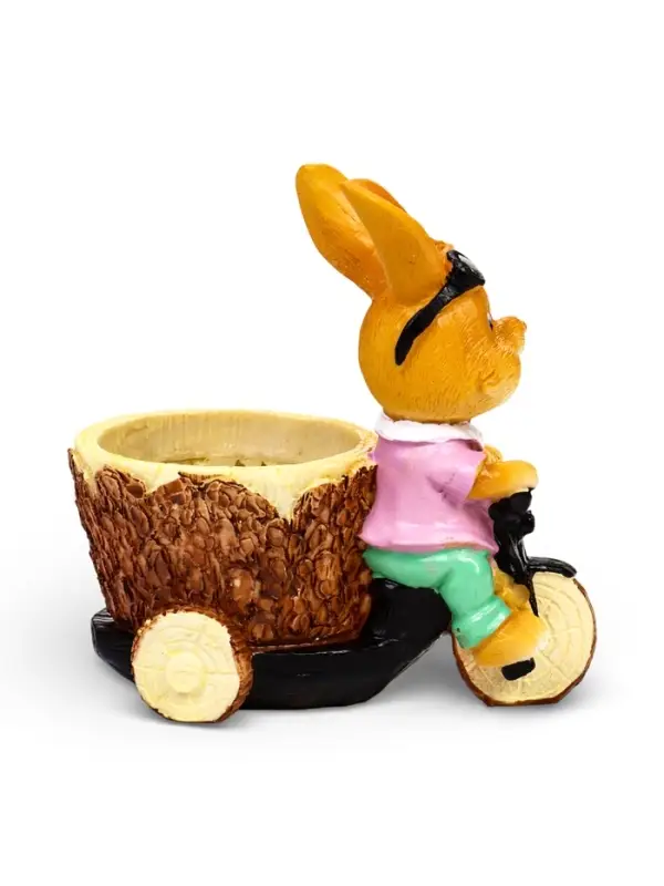 Фигурное кашпо 13 х 9 х 15см  "Заяц на велосипеде"