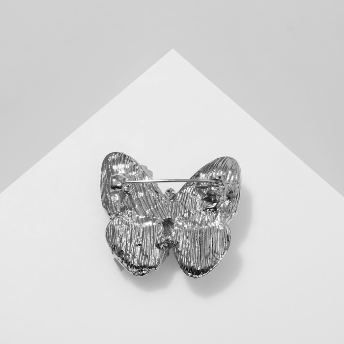 Брошь «Бабочка» друза, цвет бело-голубой в серебре Брошь «Бабочка» друза, цвет бело-голубой в серебре