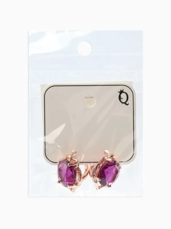 Серьги со стразами &laquo;Эдель&raquo;, овальчик, фиолетовые в золоте