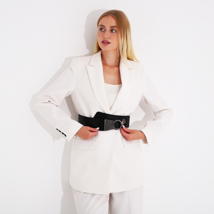 Ремень женский, ширина 10 см, на резинке, пряжка металл, цвет чёрный