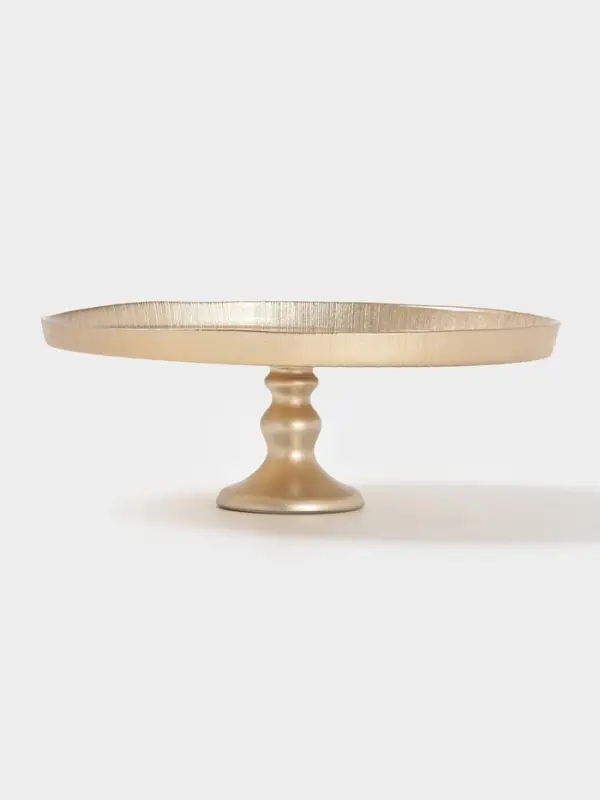 Блюдо для торта &laquo;Кувшинка&raquo;, d=28 см, на ножке, стекло, золотистое