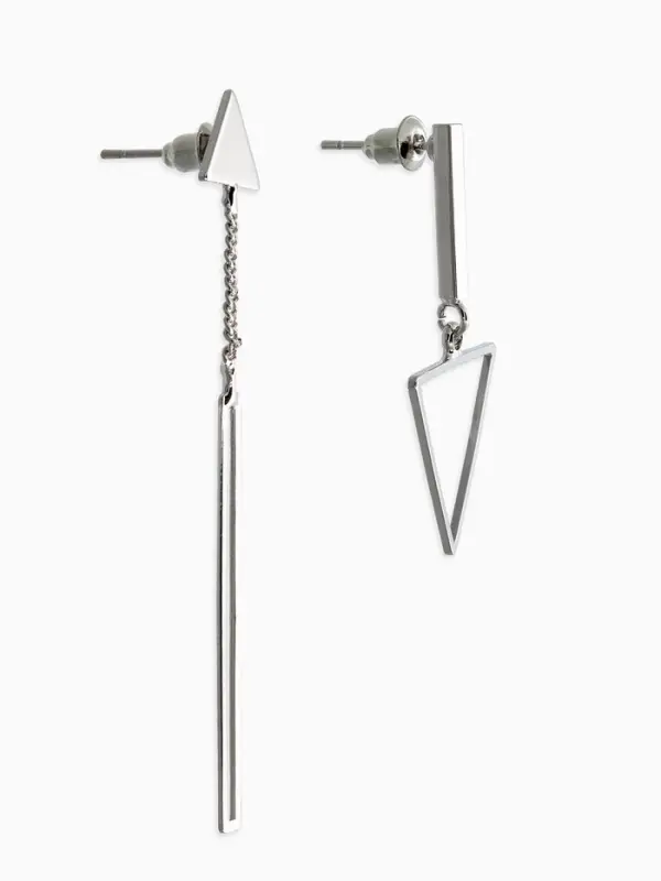 Серьги висячие &laquo;Геометрия&raquo;, треугольники, цвет серебро, 12 см