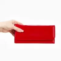 Кошелёк женский на магните, 19.5&times;2.5&times;9 см, лаковый, красный