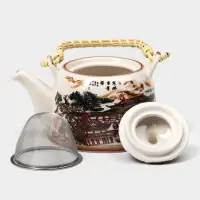 Чайник заварочный &laquo;Пейзаж&raquo;, 600 мл, с металлическим ситом, керамика