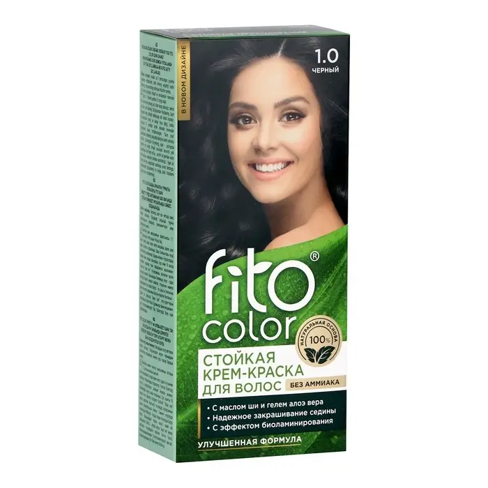 Стойкая крем-краска для волос Fitocolor, тон черный, 115 мл