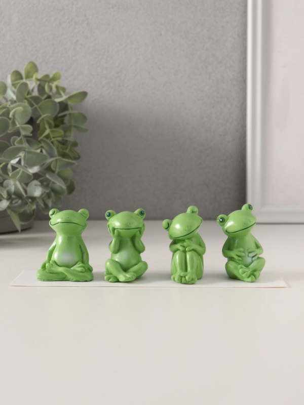 Сувенир полистоун Сувенир полистоун "Зелёные лягушата" набор 4 шт 3х3,6х4,8 см