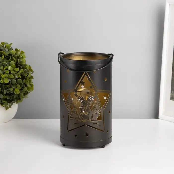 Фигурка светящаяся RISALUX &laquo;Ночные звёзды&raquo;, LED-ночник, 3&times;ААА, чёрный, 12&times;12&times;20.5 см