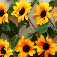 Ограждение декоративное, 35&times;120 см, &laquo;Подсолнухи&raquo;, оттенок цветков МИКС, Greengo