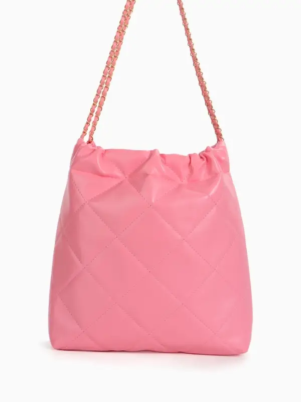 Сумка - мешок женская без застёжки, 35&times;7&times;33 см, со стёжкой, розовая