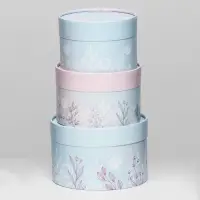 Набор шляпных коробок 3 в 1 &laquo;Счастье&raquo;, завальцованная, 16&times;10, 14&times;9, 13&times;8.5 см