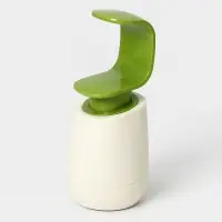 Дозатор для мыла Доляна, 350 мл, 19&times;8&times;8 см, белый/зелёный