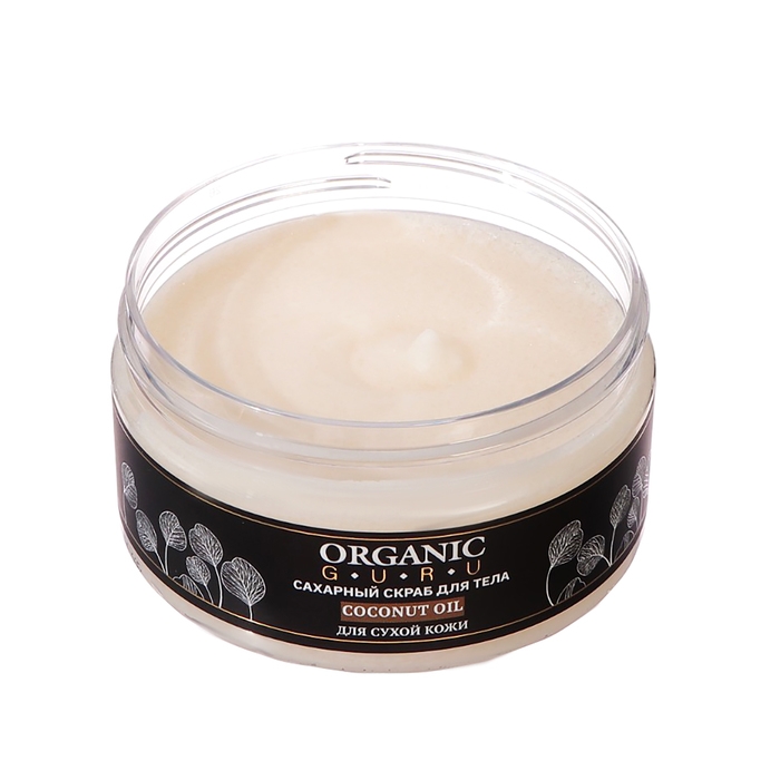 Сахарный скраб для тела Organic Guru с маслом кокоса, 200 мл Сахарный скраб для тела Organic Guru с маслом кокоса, 200 мл