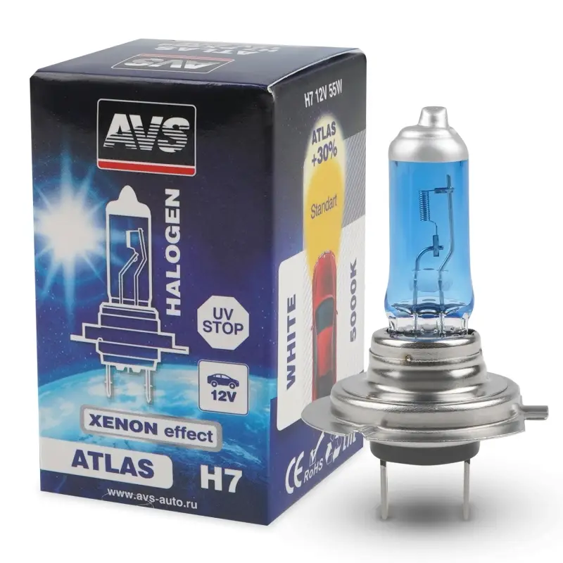 Галогенная лампа AVS ATLAS BOX/5000К/ H7.12V.55W.коробка 1шт.
