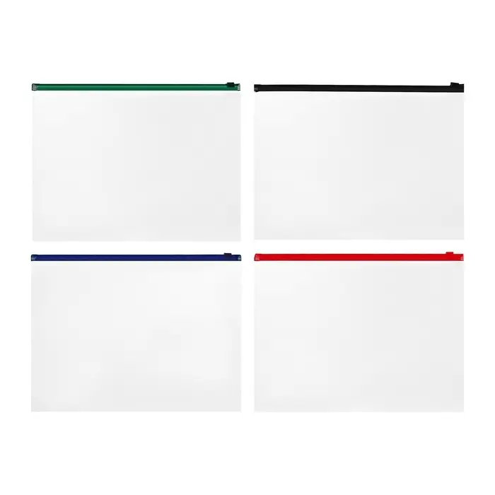 Папка-конверт на ZIP-молнии А4, 120 мкм, ErichKrause Fizzy Clear, c цветной молнией, до 100 листов, микс