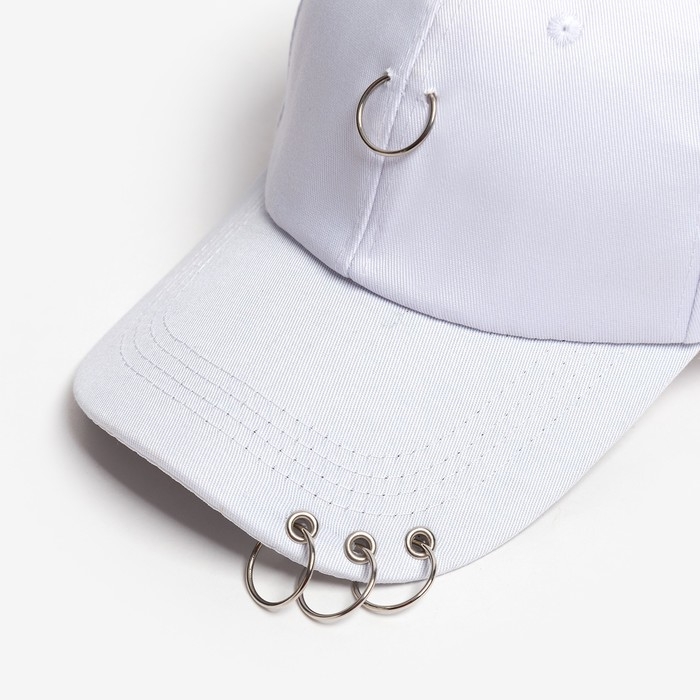 Кепка женская MINAKU с кольцами цвет белый, р-р 56-58