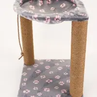 Когтеточка Зверьё Моё c гамаком, 40 х 40 х 50 см, джут, розовая пантера