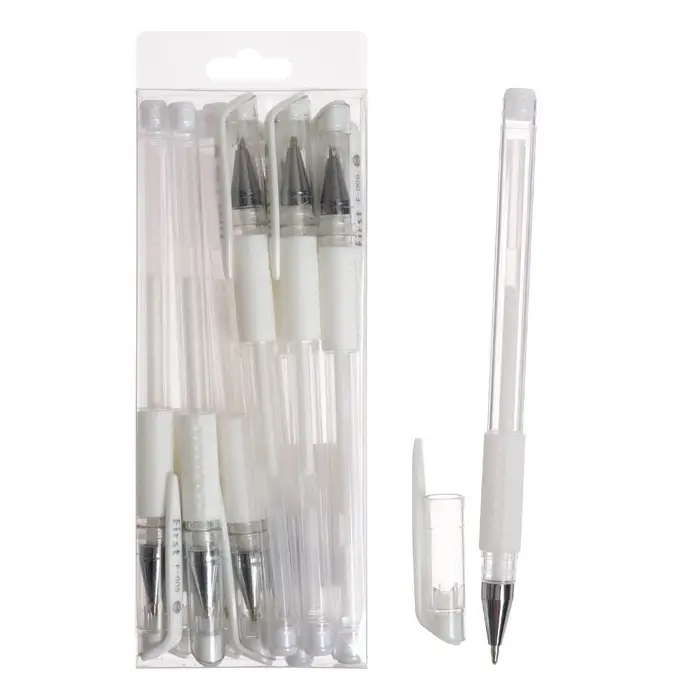 Ручка гелевая, 0.5 мм, белый, прозрачный корпус с резиновым держателем Ручка гелевая, 0.5 мм, белый, прозрачный корпус с резиновым держателем