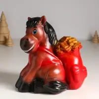 Копилка "Конь с деньгами" 21 см, коричневый