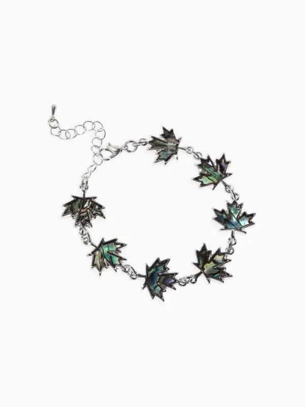 Браслет цепочка &laquo;Галиотис. Лист Клёна&raquo;, L=17 см, + удлинитель 5 см, цвет серебро, разноцветный