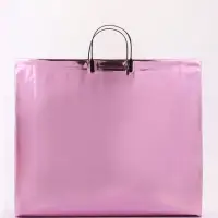 Пакет подарочный ПВХ, голография, розовый, пластиковая ручка, 50&times;42&times;12 см