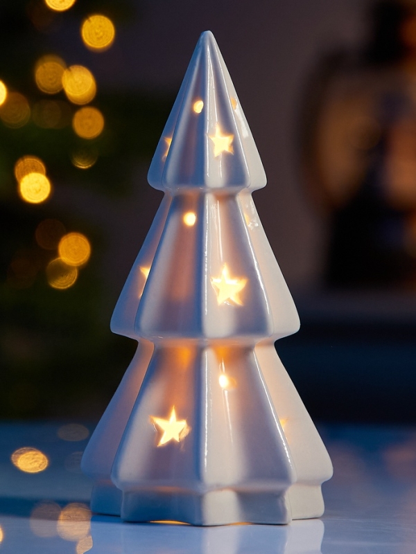 Светодиодная фигура  Светодиодная фигура "Елочка со звездами" 13х6.5х6.5, 1 LED, LR44x3(в компл.), Т/БЕЛЫЙ