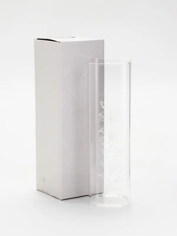 Ваза стеклянная для цветов " Цветы ", 6 х 20 см (530 мл)