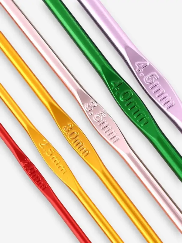 Набор крючков для вязания, d=2-4.5 мм, 14.5 см, 6 шт., разноцветный