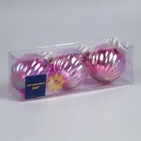 Набор ёлочных шаров &laquo;Розовые грани&raquo;, 3 шт., d=7 см, 3 LED, от батареек AG13&times;9, свечение тёплое белое