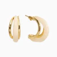 Серьги большие &laquo;Стиль. Полукольцо&raquo;, акрил, белые в золоте