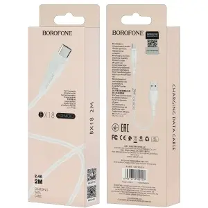 Кабель USB на Micro USB 2M 2.4A BX18 Borofone белый