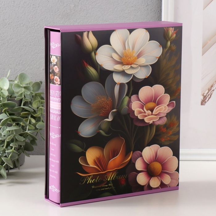 Фотоальбом на 200 фото 10х15 см Фотоальбом на 200 фото 10х15 см "Шиповник" в коробке 25,8х21х5 см