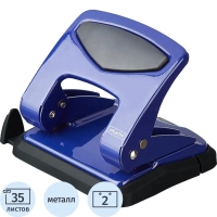 Дырокол Attache до 35 листов, с блокиратором, металлич., синий