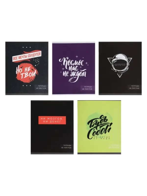 Тетрадь 48 листов в клетку, Calligrata &laquo;Надпись-1&raquo;, МИКС