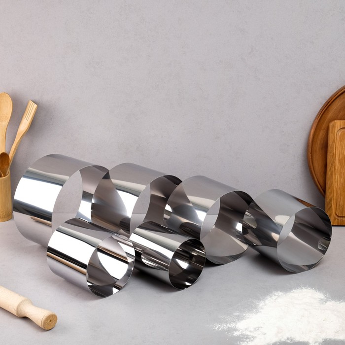 Набор форм для выпечки и выкладки «Круг», d-20, h-12 см, 6 шт Набор форм для выпечки и выкладки «Круг», d-20, h-12 см, 6 шт