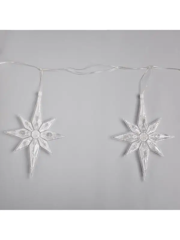 Гирлянда &laquo;Нить&raquo; 2 м с насадками &laquo;Полярная звезда&raquo;, IP20, прозрачная нить, 30 LED, свечение мульти (RG/RB), мигание, 220 В