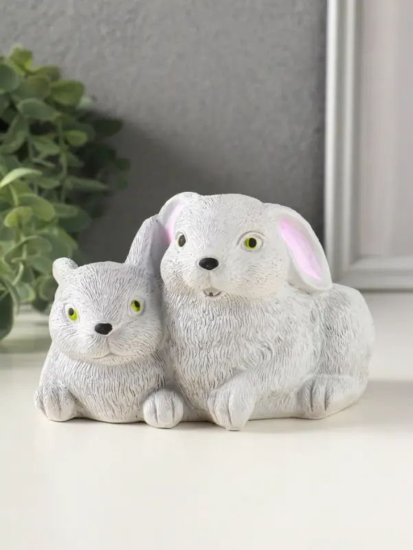 Подставка для мелочей &laquo;Кролики&raquo; 8&times;13&times;10 см, серый, гипс