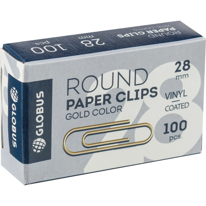 Скрепки Глобус С28-100З металлич.с полимерн.покр,28мм, золотистые, 100шт/уп