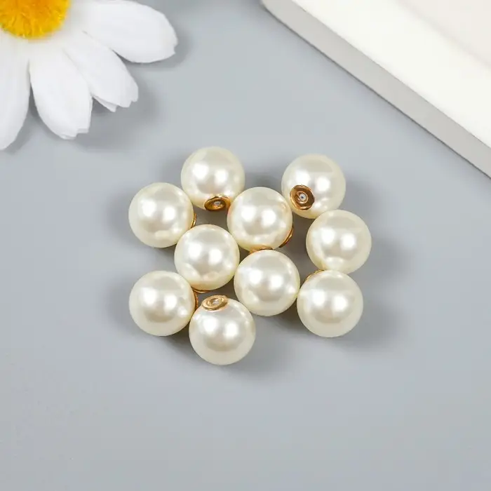 Бусины пластик с несквозным отверстием Бусины пластик с несквозным отверстием "Жемчужинка" набор 10 шт d=1,2 см