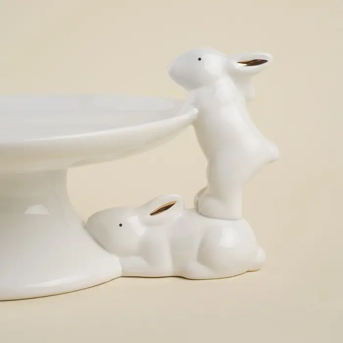 Подставка для торта и пирожных SL Home &laquo;Пасхальные кролики&raquo;, 30.5&times;25&times;15.5 см, доломит, белое