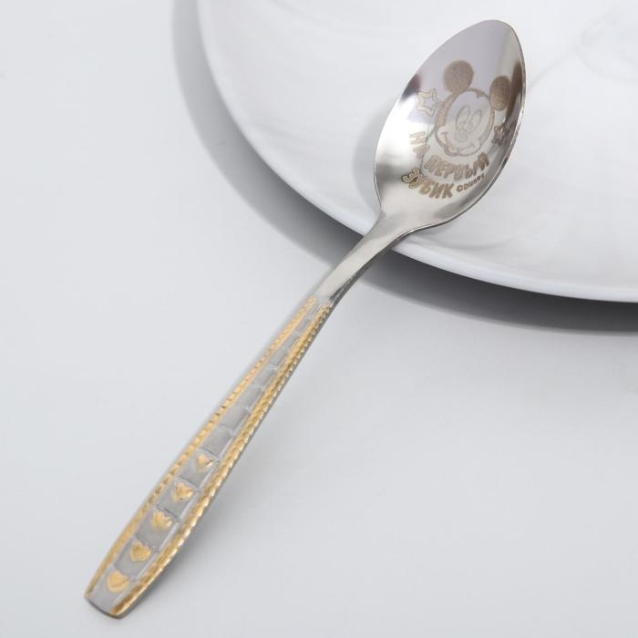 Ложечка детская, 2,3 х 11 см Ложечка детская, 2,3 х 11 см "На первый зубик", Микки Маус